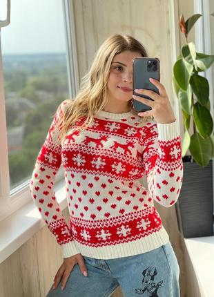 Красивый рождественский свитер с оленями 1+1=33 фото