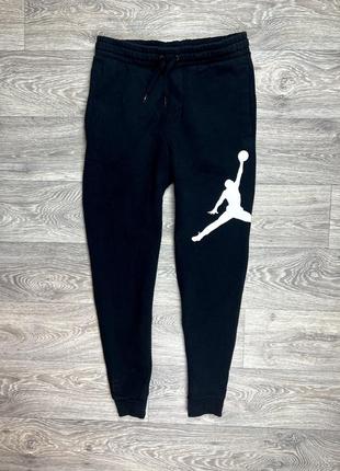 Jordan штаны s размер флисовые на манжете черные с лого оригинал