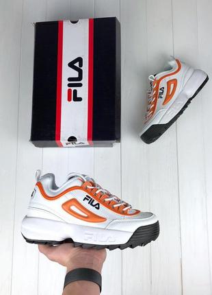 Кросівки жіночі fila disruptor ii black white orange2 фото