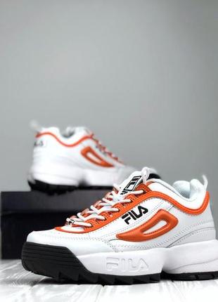 Кросівки жіночі fila disruptor ii black white orange5 фото