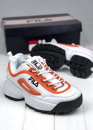 Кроссовки женские   fila disruptor ii orange black white