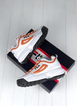 Кросівки жіночі fila disruptor ii black white orange7 фото