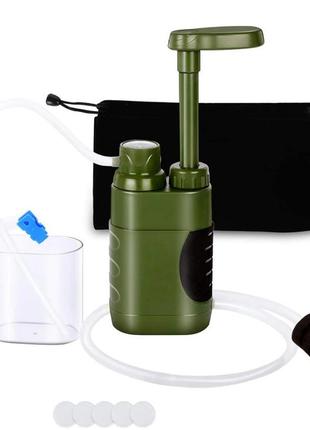 Туристичний фільтр мембранний l610 для очищення води. портативний карбоновий фільтр зелений.