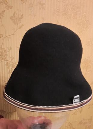 Черный брендовый шерстяная шляпа-панама-карик ellen paulssen