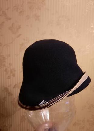 Черный брендовый шерстяная шляпа-панама-карик ellen paulssen4 фото