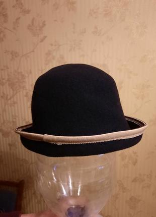 Черный брендовый шерстяная шляпа-панама-карик ellen paulssen5 фото
