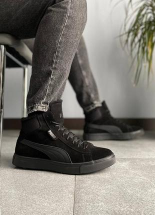 Чоловічі зимові кросівки puma high black (хутро)