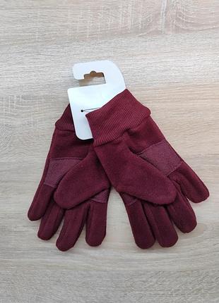 Теплые антискользящие перчатки на флисе от tchibo (немечечника), размер на рост: 134-152см варежки4 фото