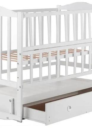 Ліжко babyroom зайченя zl-301 маятник поздовжнього гойдання, ящик, відкидний бік білий1 фото