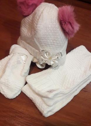 Набор шапка шарф перчатки для малышей
