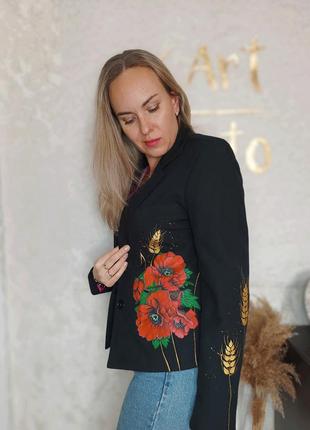 Женский пиджак с ручной росписью.4 фото