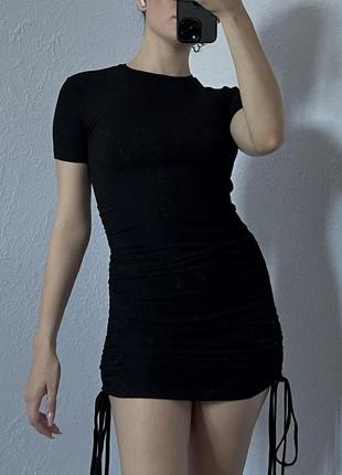 Платье fashionista мини на короткий рукав в рубчик3 фото