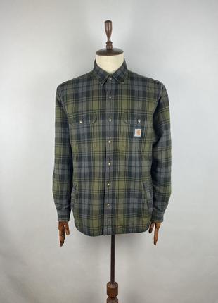 Оригинальная теплая рубашка куртка шерпа carhartt warm flannel sherpa plaid jacket2 фото