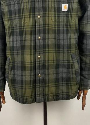 Оригинальная теплая рубашка куртка шерпа carhartt warm flannel sherpa plaid jacket3 фото