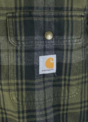 Оригинальная теплая рубашка куртка шерпа carhartt warm flannel sherpa plaid jacket6 фото