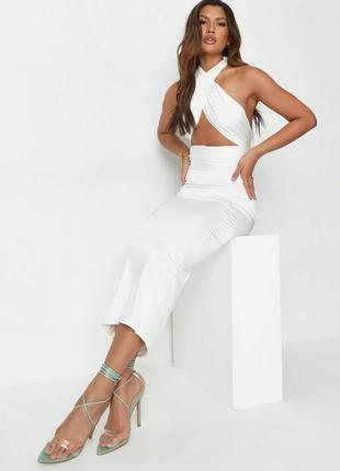 Брендова біла сукня топ гальтер міді від missguided