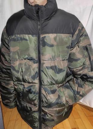 Зимний пуховик милитари h&m