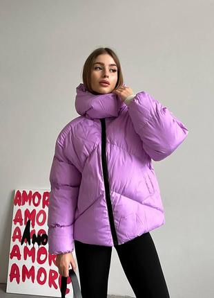 Женская зимняя куртка оверсайз розовая дутая до -30*с quadro пуховик зимний с капюшоном теплый (b)9 фото
