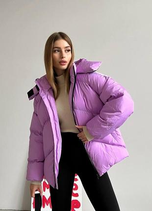 Женская зимняя куртка оверсайз розовая дутая до -30*с quadro пуховик зимний с капюшоном теплый (b)2 фото
