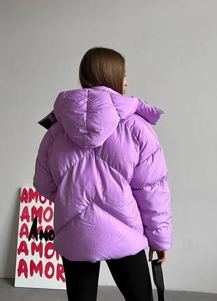 Женская зимняя куртка оверсайз розовая дутая до -30*с quadro пуховик зимний с капюшоном теплый (b)4 фото