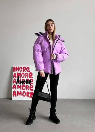 Женская зимняя куртка оверсайз розовая дутая до -30*с quadro пуховик зимний с капюшоном теплый (b)5 фото
