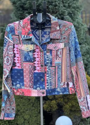 Desigual испания стильный дизайнерский пиджак блейзер куртка этно стиль хлопка6 фото