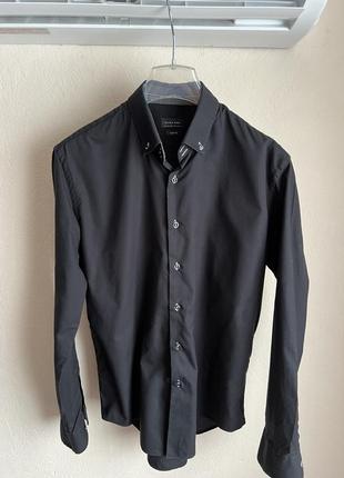 Черная мужская рубашка zara men р.50