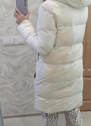 Женское теплое стильное белое зимнее пальто пуховик куртка xs-s 40-422 фото