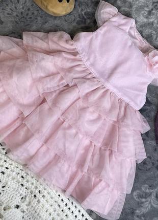 💖 святкова сукня mothercare 6-9 68-74 для міні барбі - рожева пишна ошатня велюр оксамит family look фемілі лук