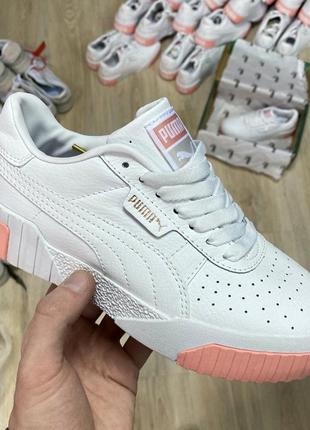 Женские кеды кроссовки пума белые, puma cali white pink, жіночі кросівки