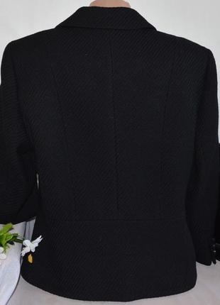 Брендовое черное шерстяное фактурное полупальто пиджак жакет marks & spencer new wool3 фото