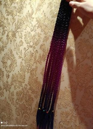 Канекалон резинка с косичками черно фиолетового цвета 60см6 фото