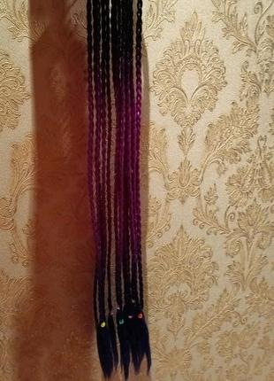 Канекалон резинка з косичками чорно фіолетового кольору 60см4 фото