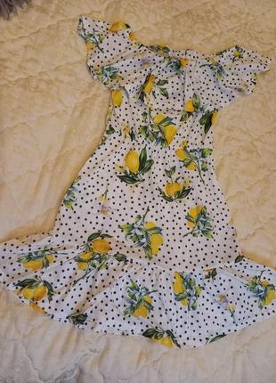 Платье сарафан с лимонами6 фото