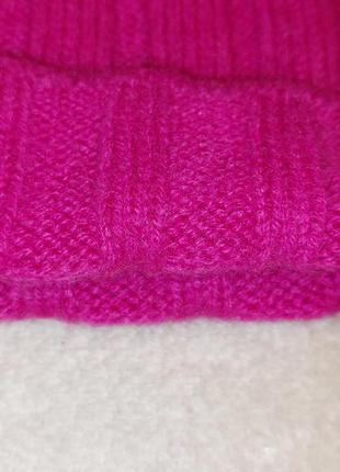 Шапка кашемировая 100% раul costelloe, s-m, 55-57, шапка в рубчик цвета фуксии9 фото