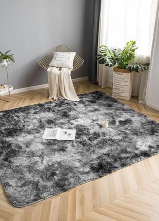 Хутряний ворсистий м'який килимок "травка" 200х150 см темно-сірий