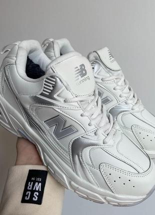 New balance 530 white leather хутро