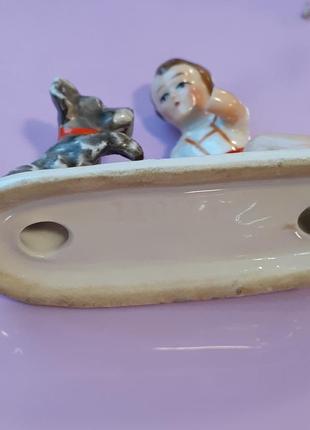 1950-е! 🎠 мальчик с собачкой німеччина гдр винтаж статуэтка фарфор ручная роспись на...