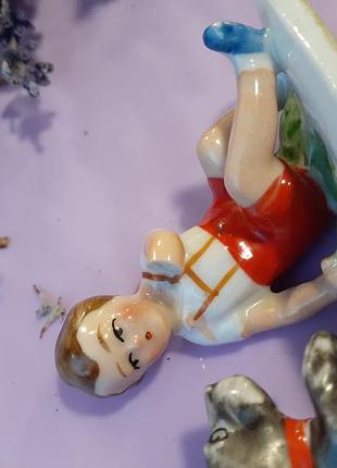 1950-е! 🎠 мальчик с собачкой німеччина гдр винтаж статуэтка фарфор ручная роспись на...