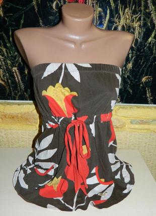 Майка жіноча коричнева з квітами бюстьє на резинці р, 44-46 roxy