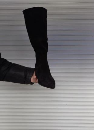 Женские черные замшевые сапоги на каблуках nivelle4 фото