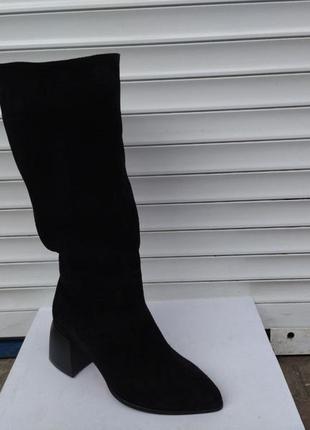 Женские черные замшевые сапоги на каблуках nivelle7 фото