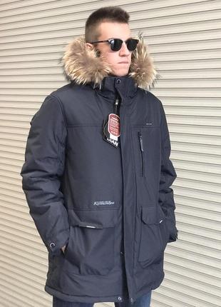 Тепла зимова куртка парка з хутром м-4хл canadian плащівка стьобана2 фото