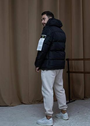 Чоловіча зимова куртка stone island чорна до -25*с тепла пуховик стон айленд з капюшоном (bon)7 фото