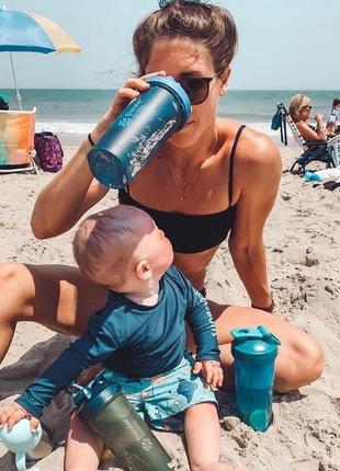 Шейкер спортивний з пружиною для спортивного харчування blenderbottle pro45 1270ml ocean blue  ku-225 фото