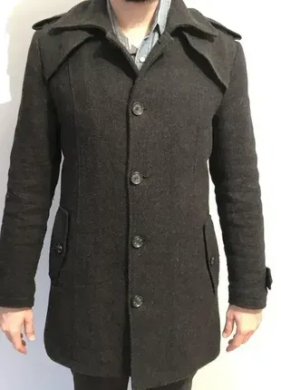 Чоловіче вовняне пальто /мужское пальто /демисезонное пальто /чорне чоловіче пальто/...1 фото