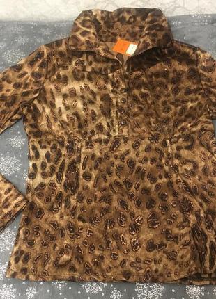 Леопардовая шелковая рубашка кофточка