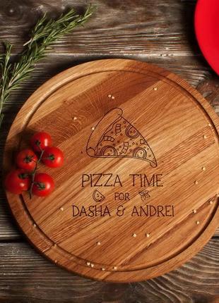 Дошка для нарізки "pizza time" 35 см іменна, англійська3 фото
