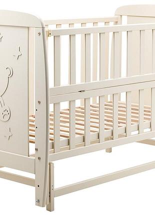 Кровать babyroom умка dumo-02 маятник, откидной бок бук слоновая кость