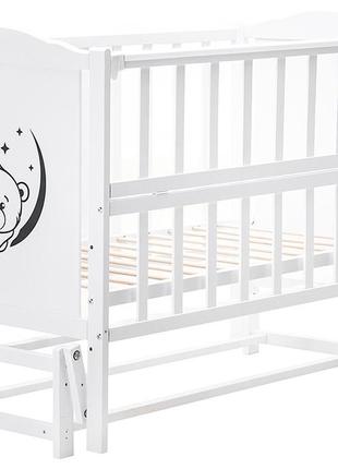 Ліжко babyroom тедді t-02 фігурне білильце, маятник поздовжнє, відкидний бік, білий3 фото
